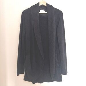 Barefoot Dreams CozyChic Lite Circle Cardigan Black Open Front Sweater Womens M